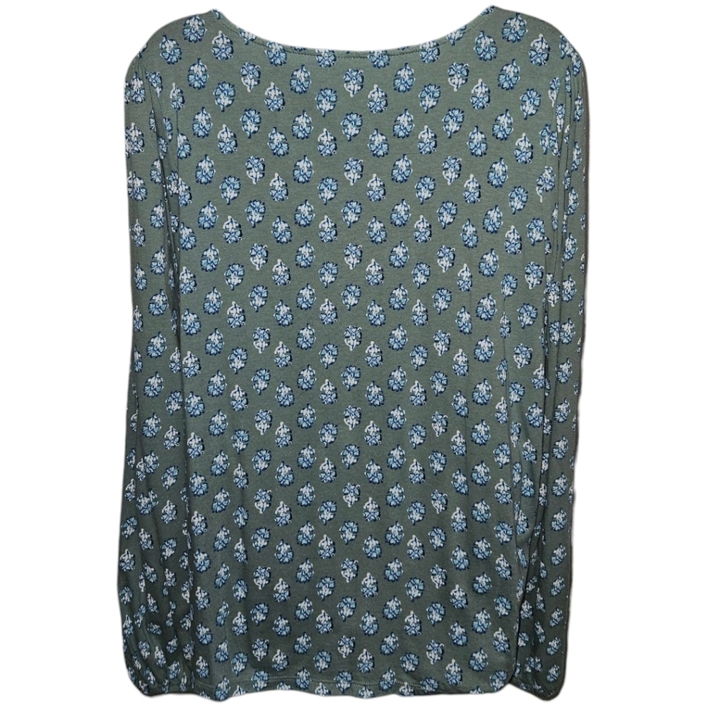 Lucky Brand Floral Peasant Square Neck Elastic Cuff Long Sleeve Top - Picture 2 of 3